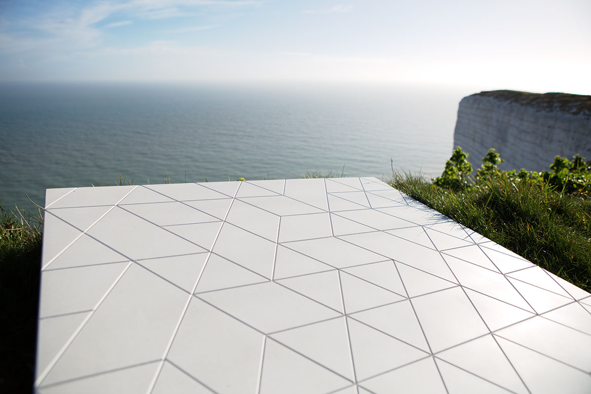 Geometric tabletop at Dover white cliffs/Solid Soul Design