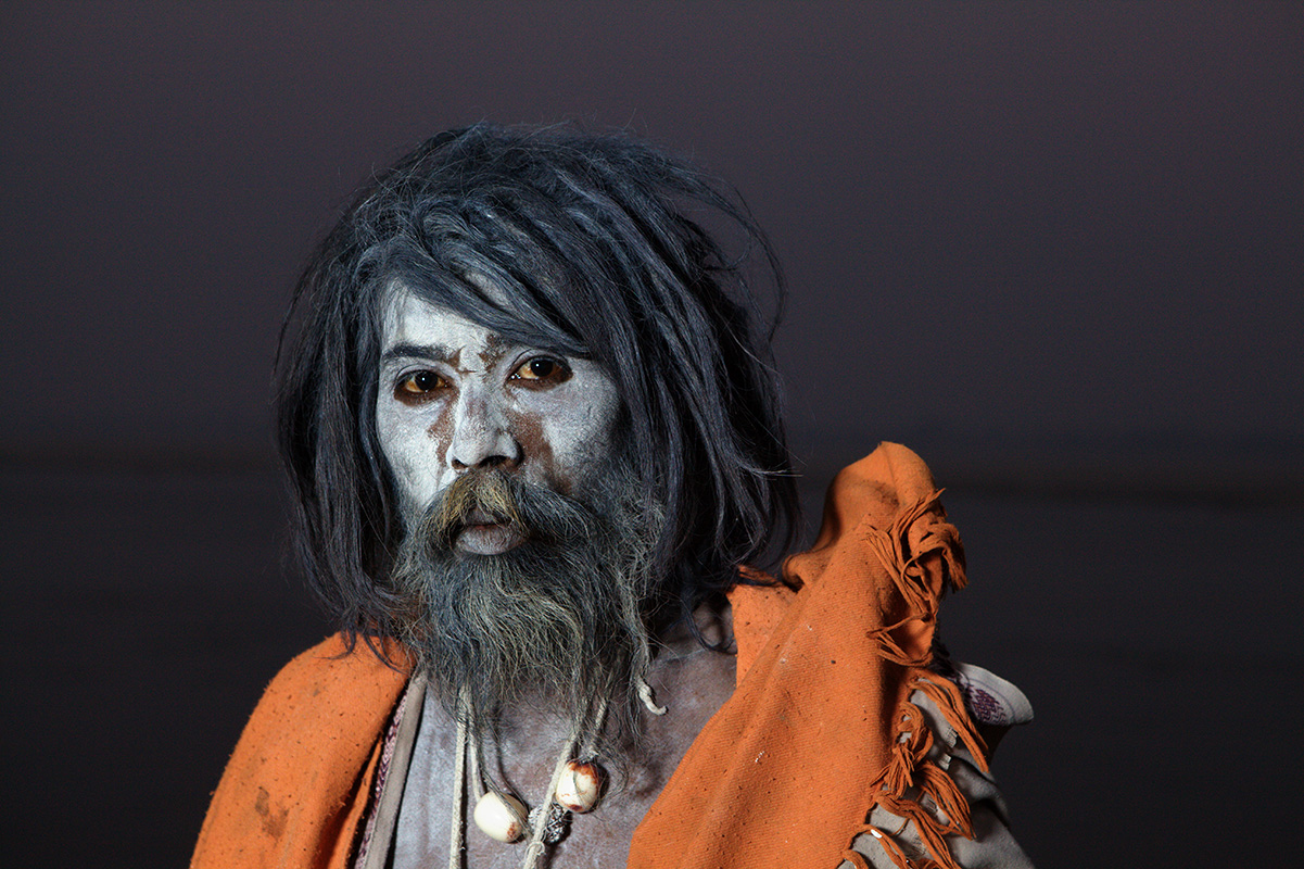 Dreadlocked Holy man on the banks of the Ganges, sadhu project photography