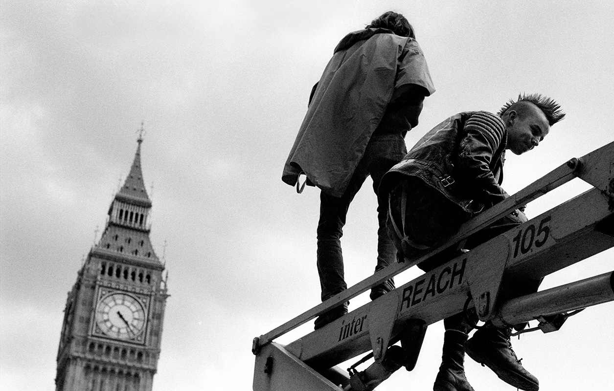 Defiant anti capitalists demonstrate in front of Big Ben
