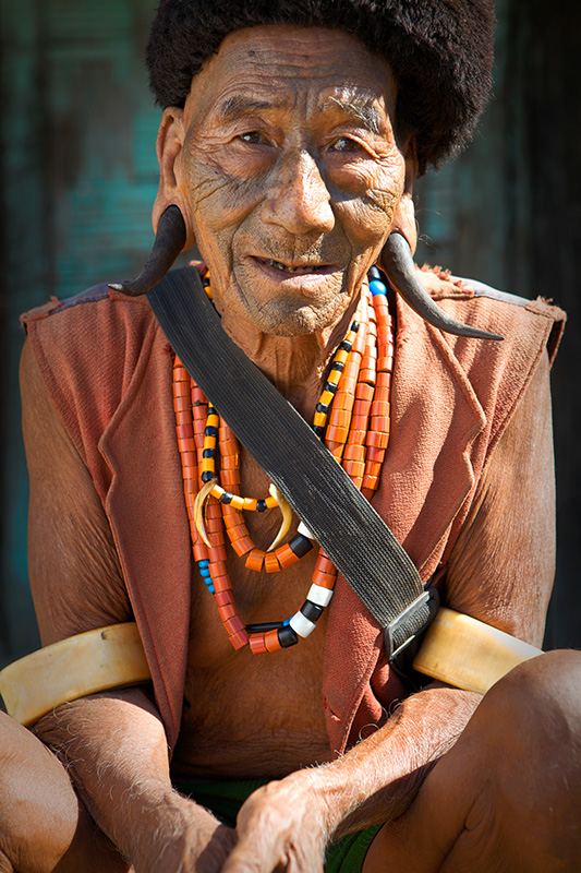 Tribal elder with pierced ears