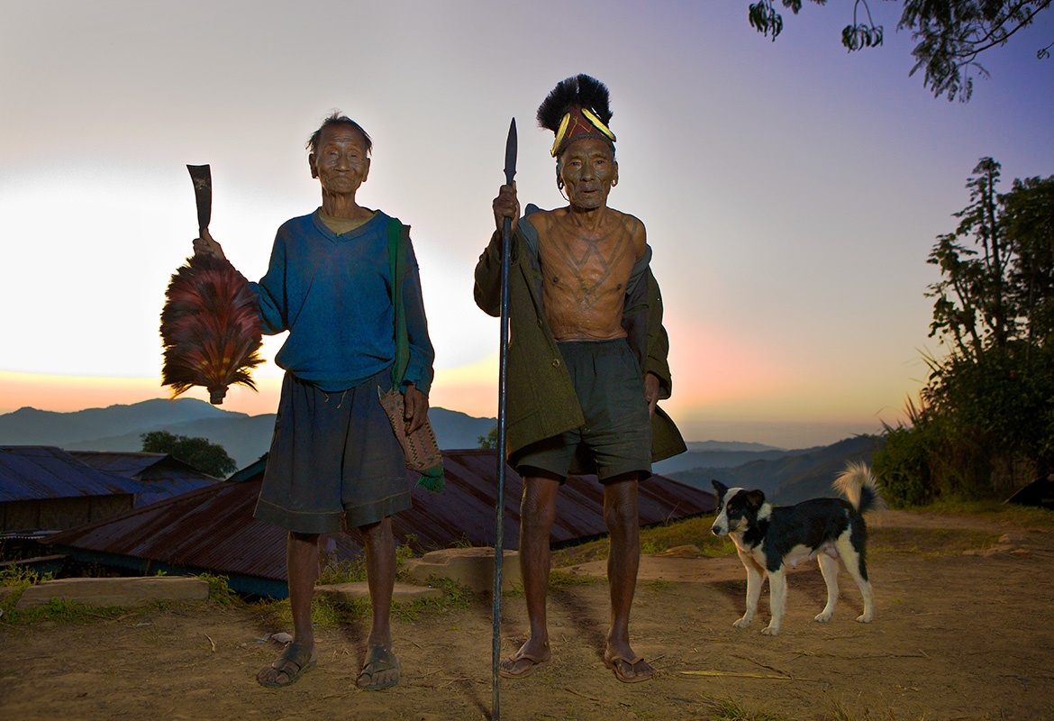 Nagaland tribesman in traditional village
